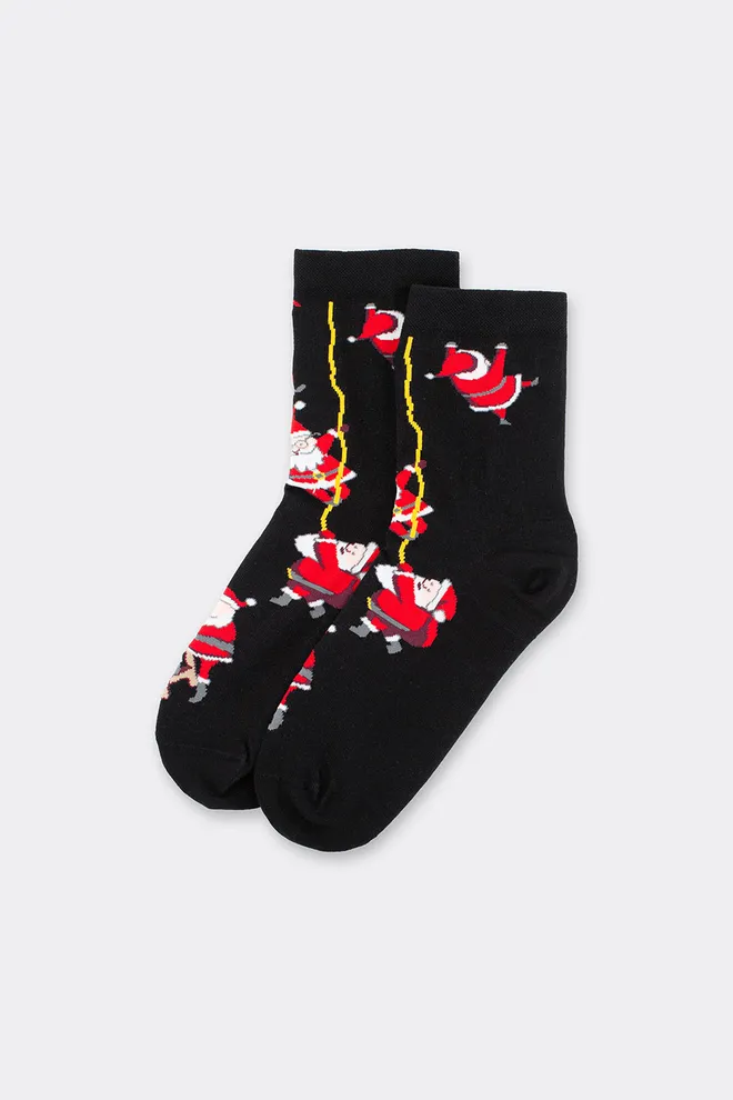 Жіночі шкарпетки новорічні з Сантами WS3 NEW YEAR 2601 Giulia (black), чорний