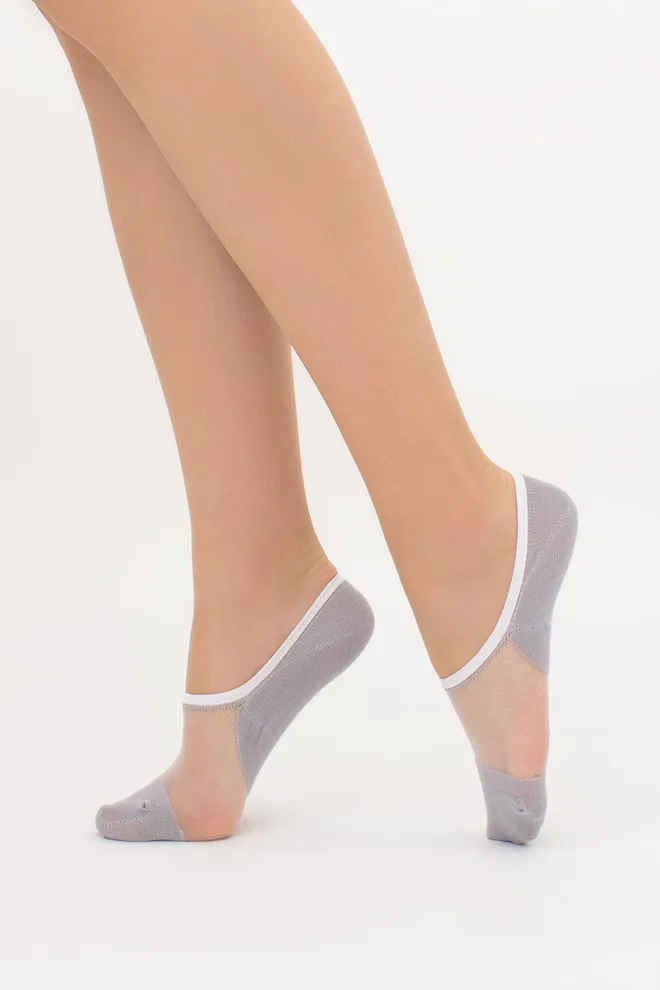Носки следки с прозрачной вставкой WS0 CRISTAL 001 Giulia (silver), серый
