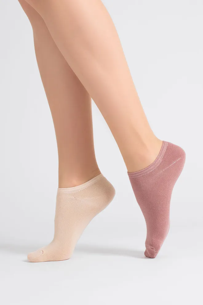 Носки женские короткие 2 пары WS1 CLASSIC Giulia (panna/ash rose), бежевый/розовый