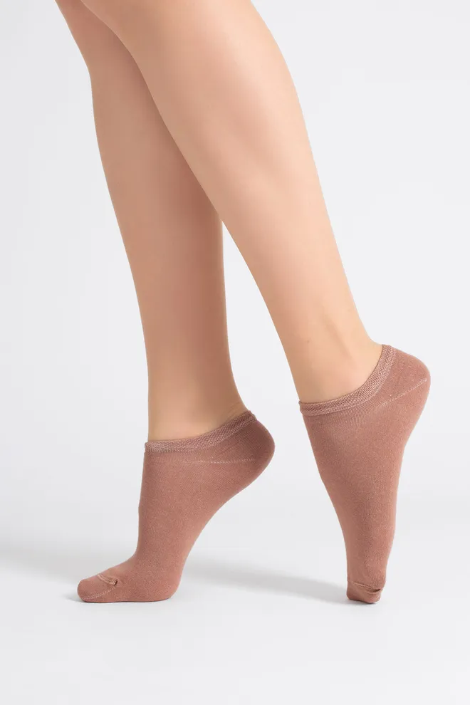 Носки женские короткие 2 пары WS1 CLASSIC Giulia (sand/mocha mousse), бежевый/коричневый