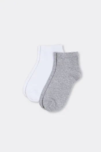 Носки женские короткие 2 пары WS2 CLASSIC Giulia (light grey melange/white), серый/белый