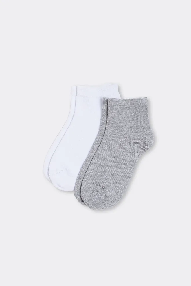 Носки женские короткие 2 пары WS2 CLASSIC Giulia (light grey melange/white), серый/белый