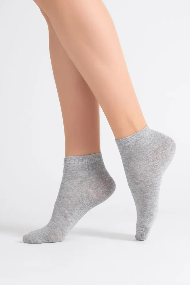 Носки женские короткие 2 пары WS2 CLASSIC Giulia (light grey melange/white), серый/белый