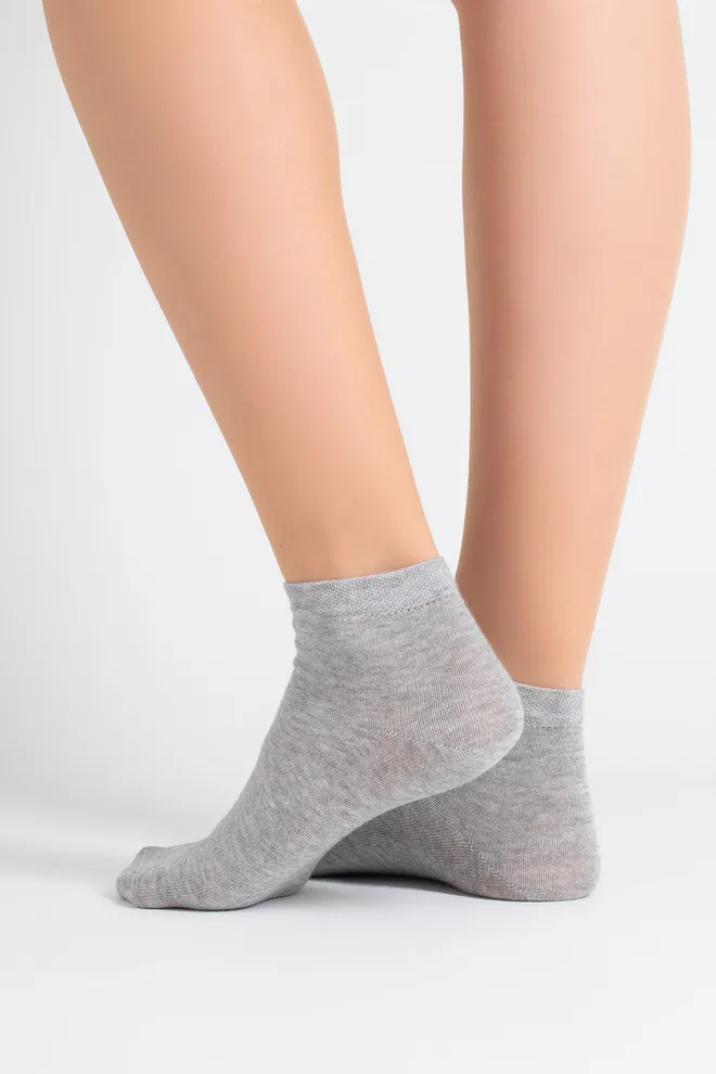 Носки женские короткие 2 пары WS2 CLASSIC Giulia (light grey melange/white), серый/белый
