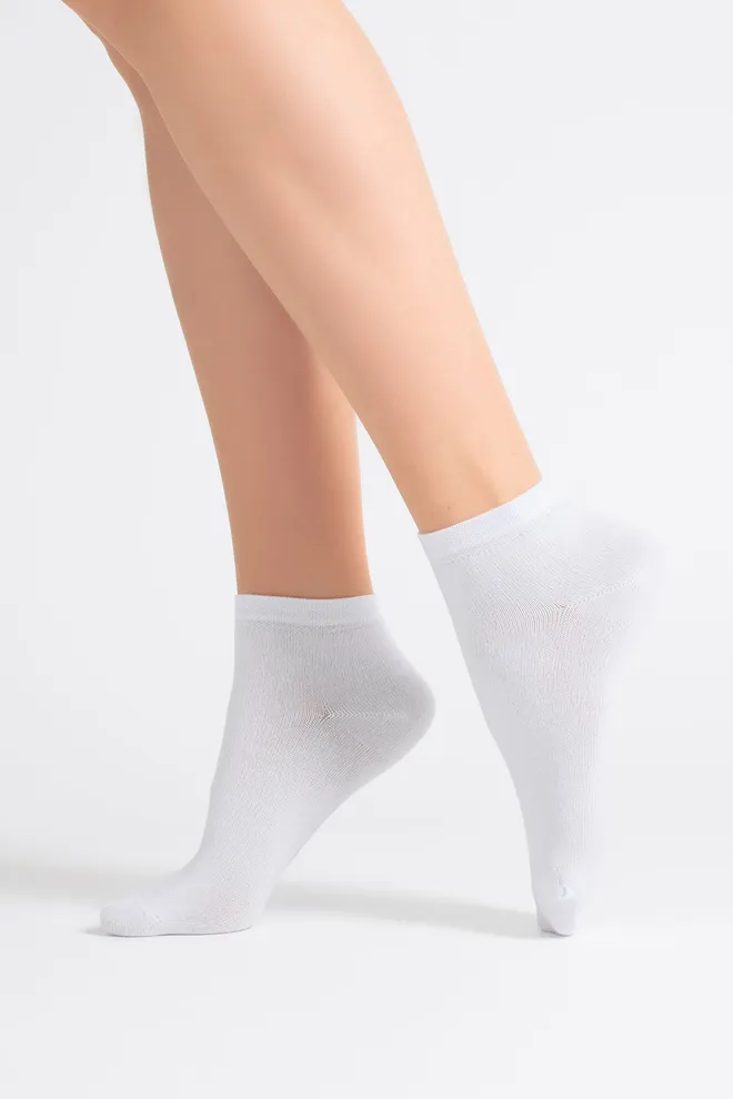 Носки женские короткие 2 пары WS2 CLASSIC Giulia (light grey melange/white), серый/белый
