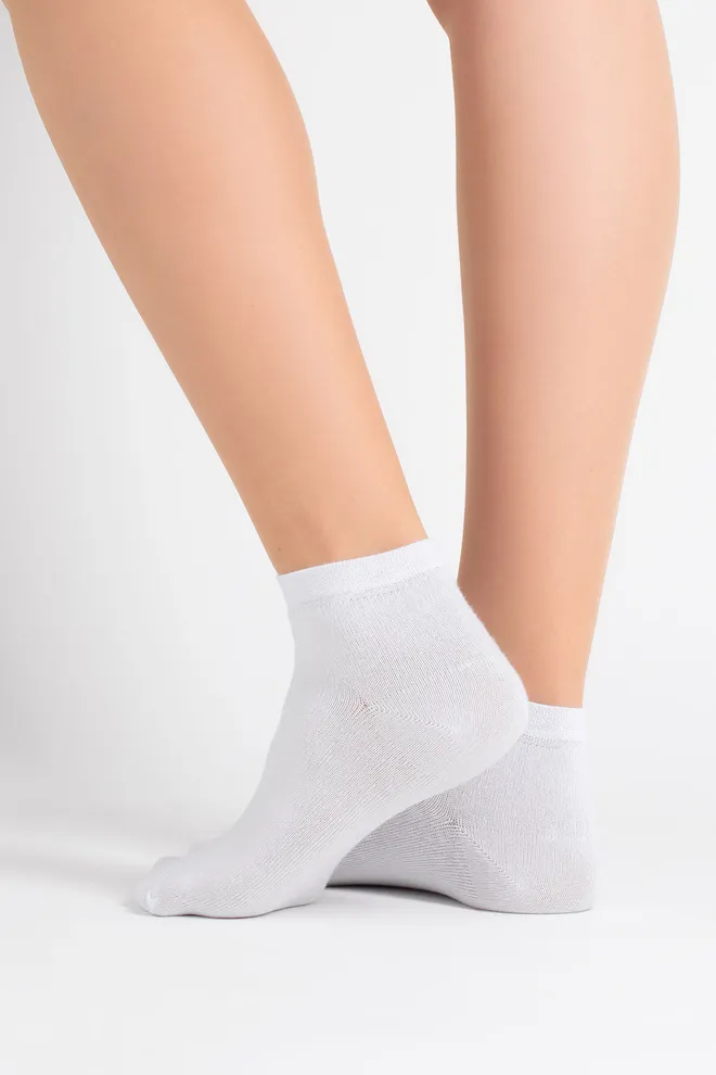 Носки женские короткие 2 пары WS2 CLASSIC Giulia (light grey melange/white), серый/белый