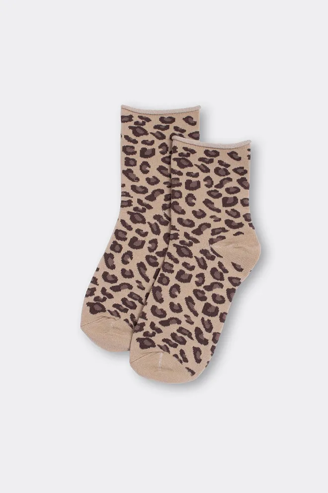 Женские носки с леопардовым принтом WS2 FASHION 2503 Giulia (piel), бежевый
