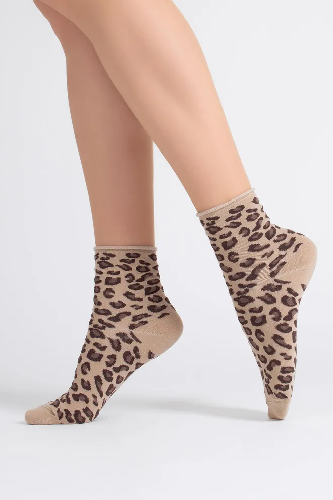 Женские носки с леопардовым принтом WS2 FASHION 2503 Giulia (piel), бежевый