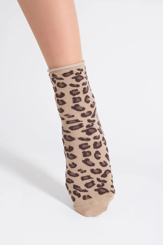 Женские носки с леопардовым принтом WS2 FASHION 2503 Giulia (piel), бежевый
