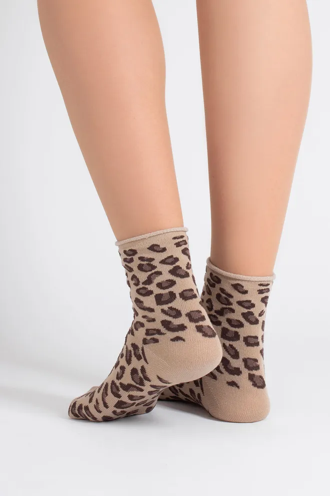 Женские носки с леопардовым принтом WS2 FASHION 2503 Giulia (piel), бежевый