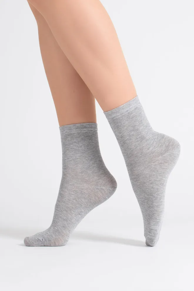 Носки женские классические (2 пары) WS3 CLASSIC Giulia (light grey melange/white), серый/белый