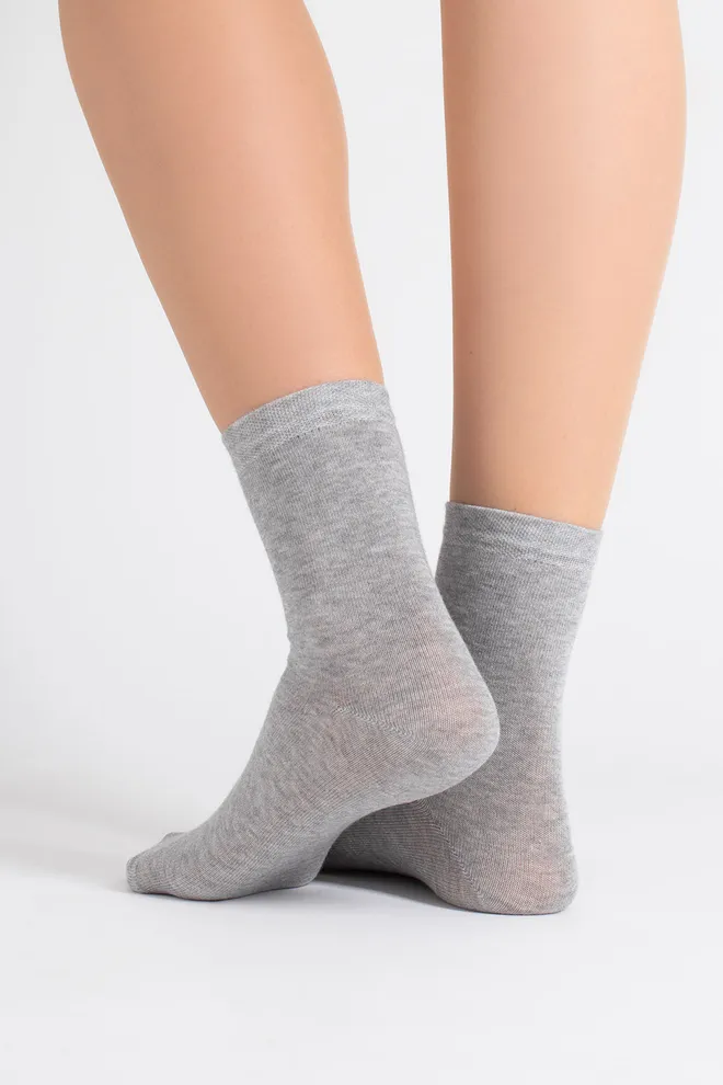 Носки женские классические (2 пары) WS3 CLASSIC Giulia (light grey melange/white), серый/белый