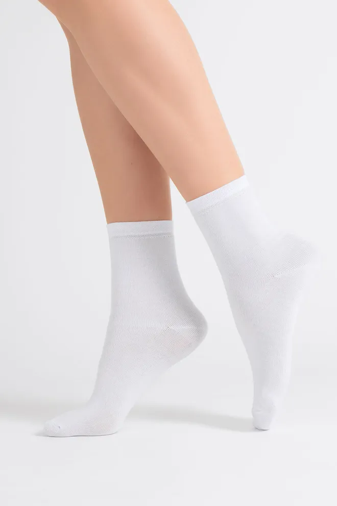 Носки женские классические (2 пары) WS3 CLASSIC Giulia (light grey melange/white), серый/белый