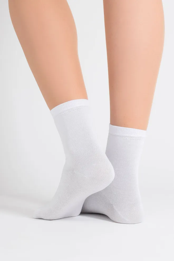 Носки женские классические (2 пары) WS3 CLASSIC Giulia (light grey melange/white), серый/белый