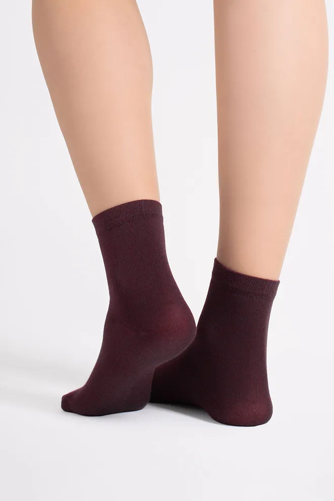 Носки женские классические (2 пары) WS3 CLASSIC Giulia (marsala/iron), бордовый/серый