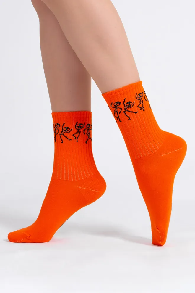 Женские носки с скелетами WS3 HALLOWEEN STRONG 2502 Giulia (orange), оранжевый