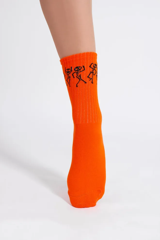Женские носки с скелетами WS3 HALLOWEEN STRONG 2502 Giulia (orange), оранжевый