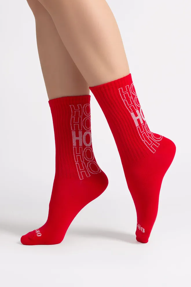 Носки новогодние в рубчик WS3 NEW YEAR STRONG 2601 Giulia (red), красный