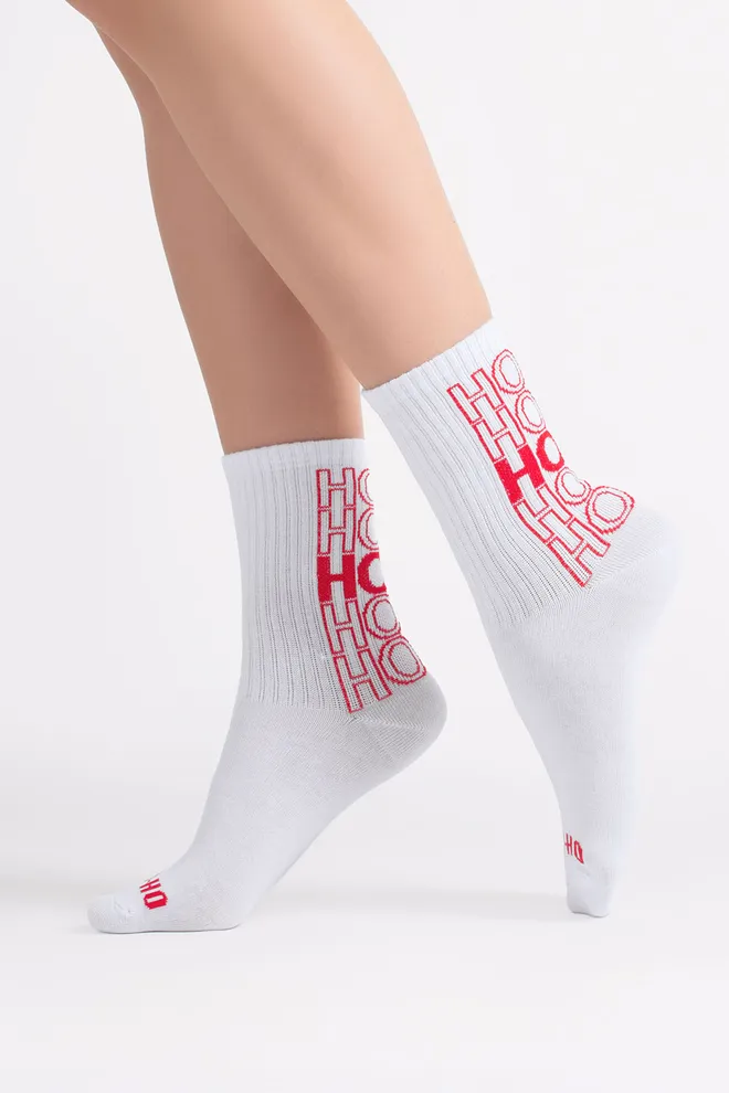 Носки новогодние в рубчик WS3 NEW YEAR STRONG 2601 Giulia (white), белый