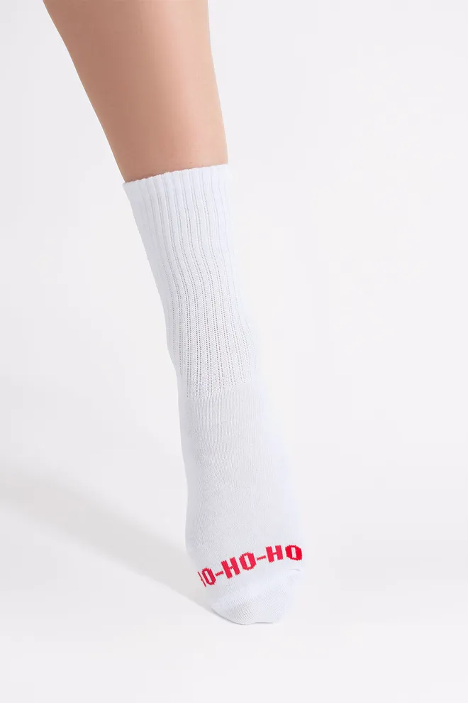 Носки новогодние в рубчик WS3 NEW YEAR STRONG 2601 Giulia (white), белый