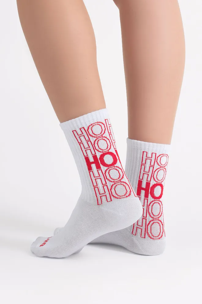 Носки новогодние в рубчик WS3 NEW YEAR STRONG 2601 Giulia (white), белый