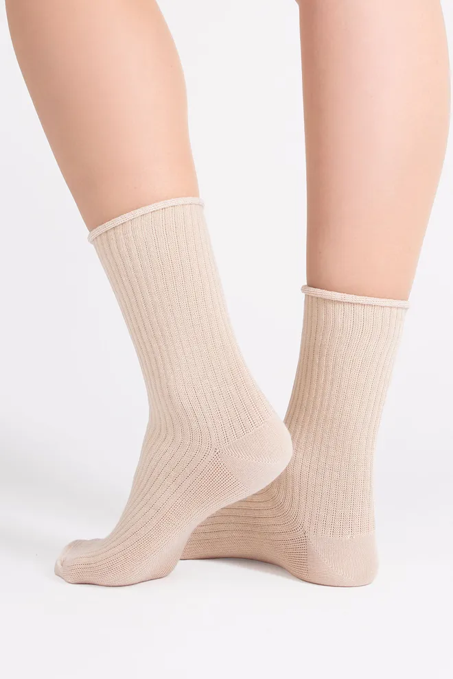 Носки женские в рубчик WS4 RIB Giulia (sand), бежевый