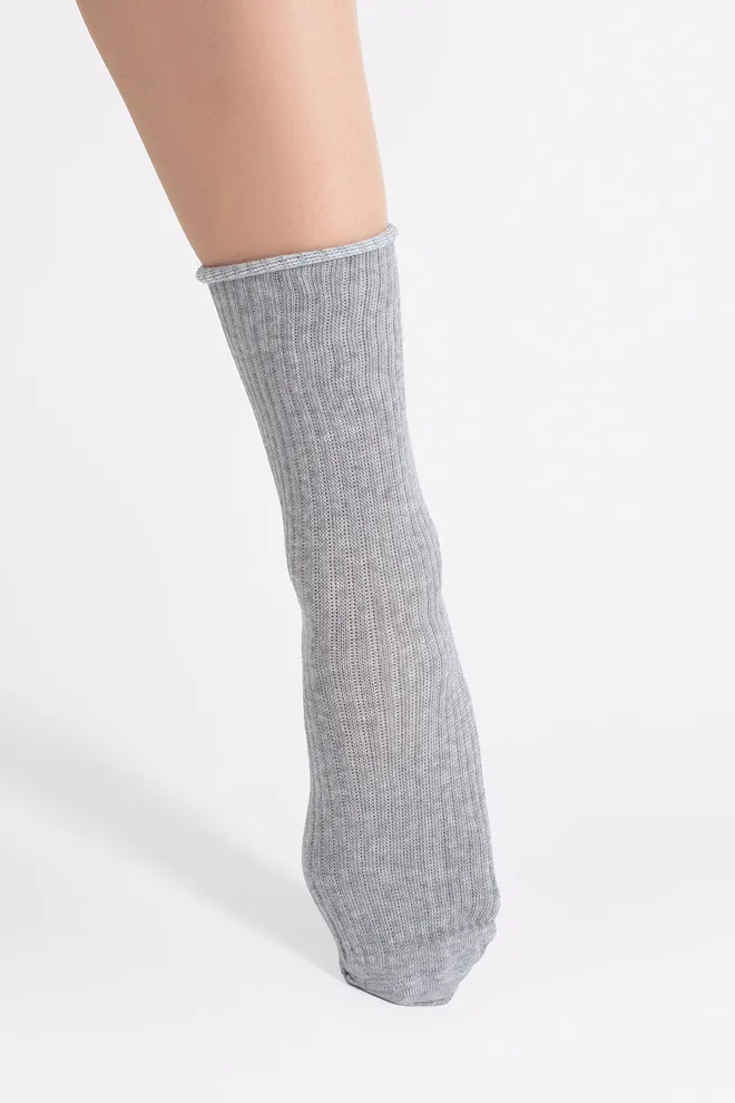 Женские носки в рубчик WS4 RIB MELANGE Giulia (light grey melange), серый