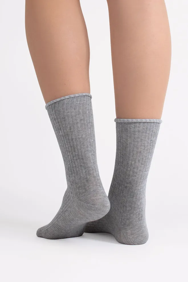 Женские носки в рубчик WS4 RIB MELANGE Giulia (light grey melange), серый