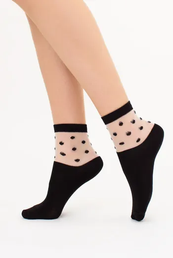 Носки женские в горошек WS2 CRISTAL 018 Giulia (nero), черный