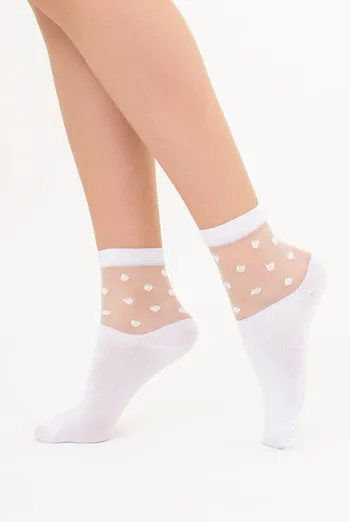 Носки женские в горошек WS2 CRISTAL 018 Giulia (white), белый