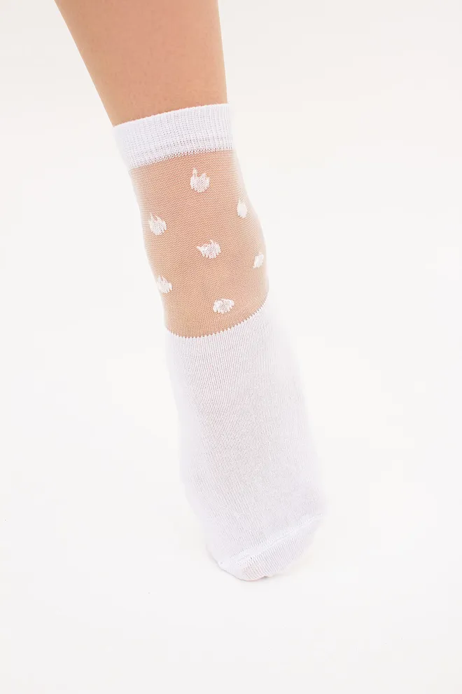 Носки женские в горошек WS2 CRISTAL 018 Giulia (white), белый