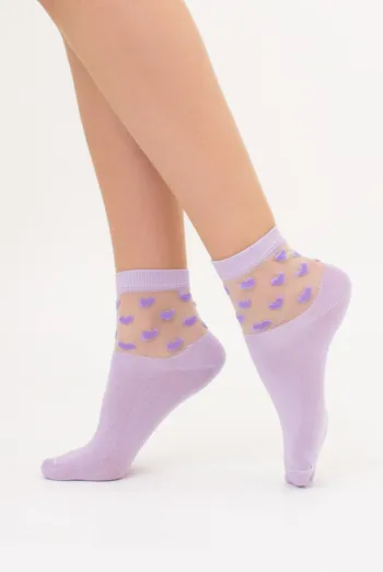 Носки женские классические в сердечко WS2 CRISTAL 008 Giulia (lilac), фиолетовый Носки женские классические в сердечко WS2 CRISTAL 008 Giulia (lilac), фиолетовый