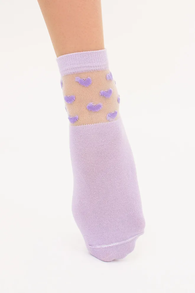 Носки женские классические в сердечко WS2 CRISTAL 008 Giulia (lilac), фиолетовый