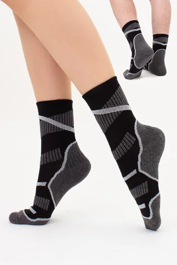 УНИСЕКС трекинговые носки высокие с махровыми вставками US3 WORK TREKKING Giulia (black), черный