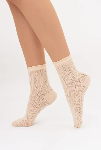 Высокие носки с ажурным плетением WS3 AIR 002 Giulia (beige), бежевый