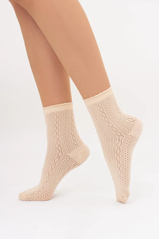 Высокие носки с ажурным плетением WS3 AIR 002 Giulia (beige), бежевый