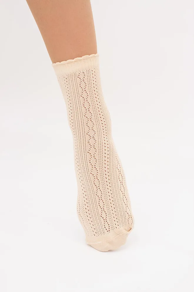 Высокие носки с ажурным плетением WS3 AIR 002 Giulia (beige), бежевый