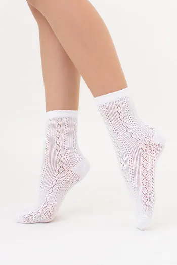 Высокие носки с ажурным плетением WS3 AIR 002 Giulia (bianco), белый