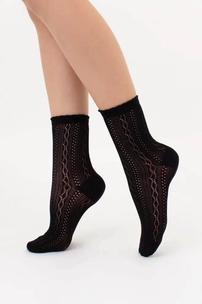 Высокие носки с ажурным плетением WS3 AIR 002 Giulia (nero), чёрный