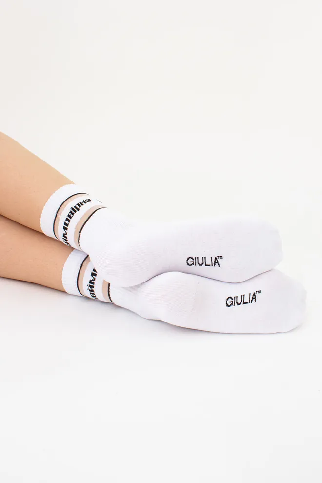 Высокие носки с надписью "Неймовірна" WS3 CRISTAL STRONG 003 Giulia (white), белый