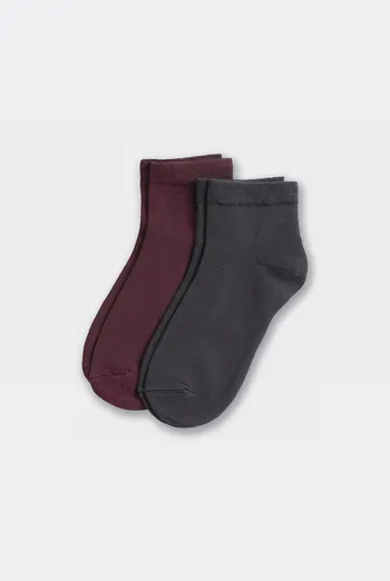 Носки женские короткие 2 пары WS2 CLASSIC Giulia (marsala/iron), бордовый/серый