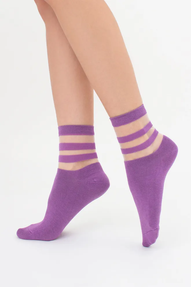 Женские носки с прозрачными вставками WS2M/Mn-017 (WSM-017 calzino) Giulia (lavander), фиолетовый