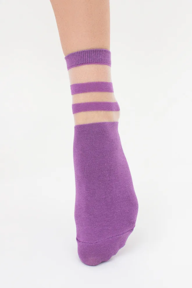 Женские носки с прозрачными вставками WS2M/Mn-017 (WSM-017 calzino) Giulia (lavander), фиолетовый