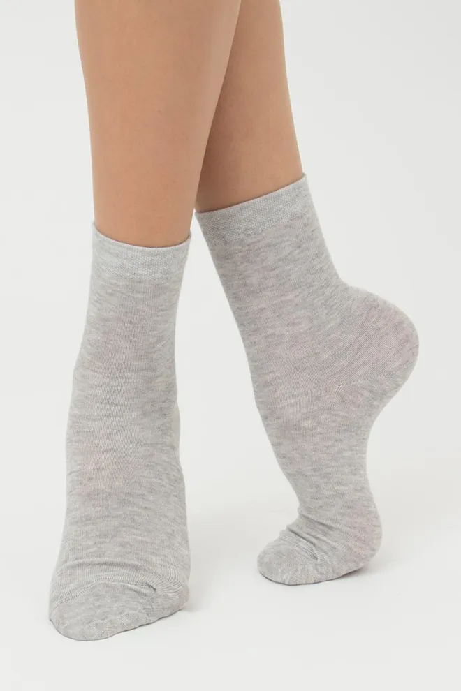 Носки женские классические WS3 CLASSIC Giulia 2 пары (black/silver melange), черный/серый