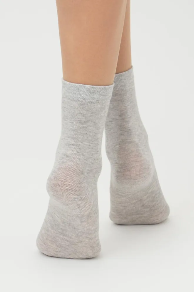 Носки женские классические WS3 CLASSIC Giulia 2 пары (black/silver melange), черный/серый