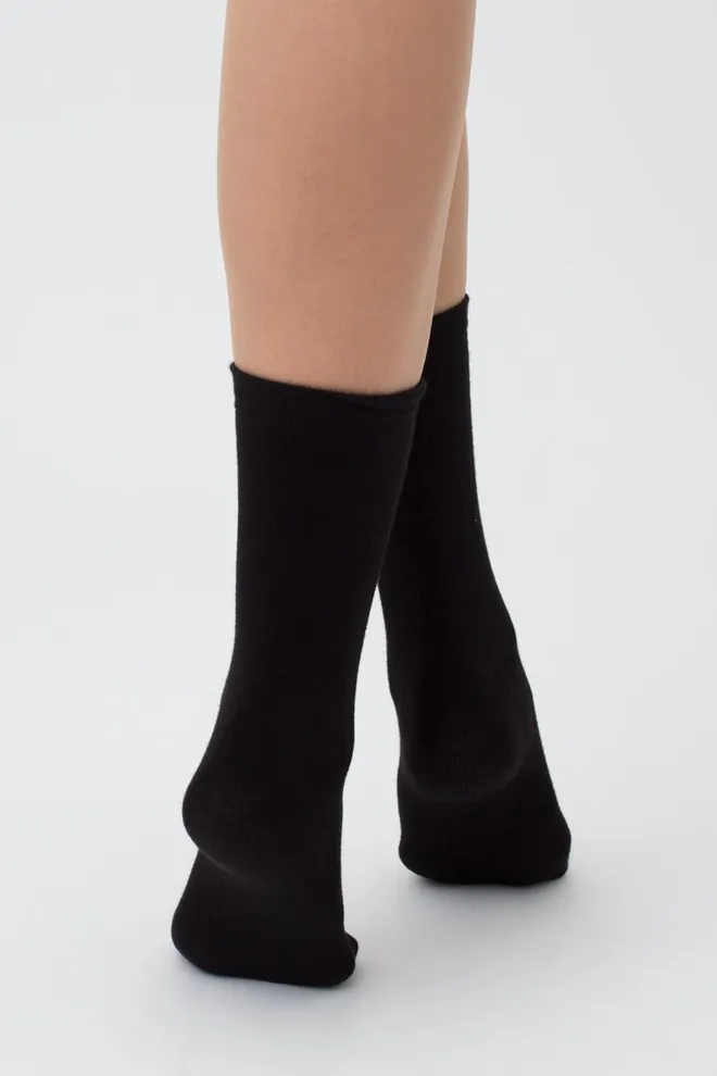 Носки женские классические WS3 CLASSIC Giulia 2 пары (black/silver melange), черный/серый