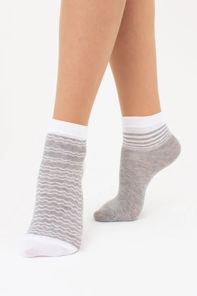 Женские носки в полоску комплект из 2-х пар WS2 FASHION SET 2405 (пак х2) Giulia (light grey melange), серый