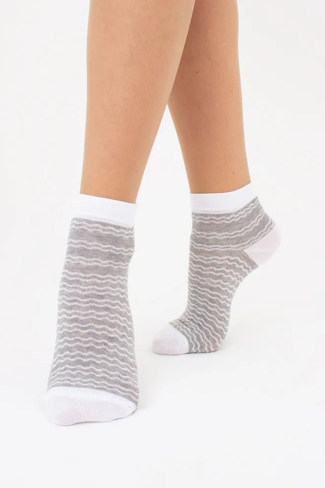 Женские носки в полоску комплект из 2-х пар WS2 FASHION SET 2405 (пак х2) Giulia (light grey melange), серый