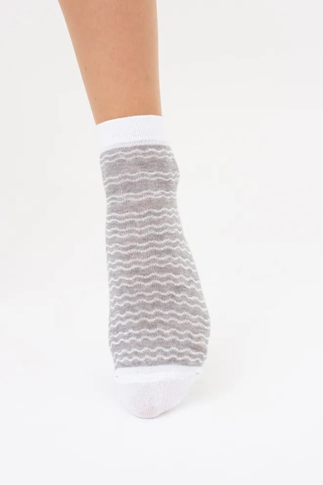 Женские носки в полоску комплект из 2-х пар WS2 FASHION SET 2405 (пак х2) Giulia (light grey melange), серый