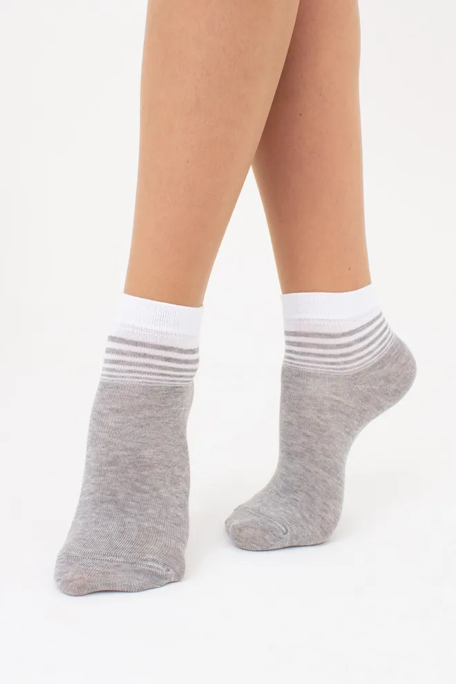 Женские носки в полоску комплект из 2-х пар WS2 FASHION SET 2405 (пак х2) Giulia (light grey melange), серый